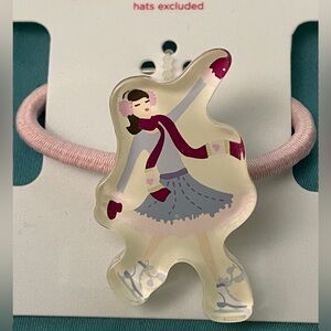 NWT VTG 2005 Winter Gymboree Cute Winter Ice Skater Acrylic Hair Tie Pink